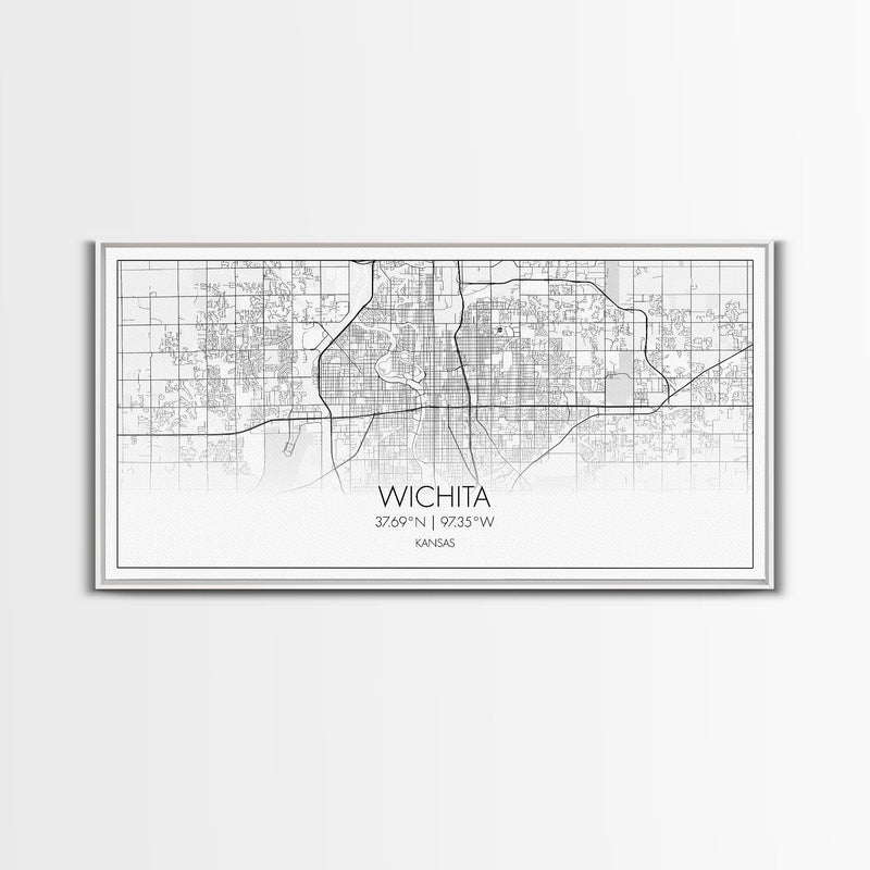 Wichita City Map, Kansas Art, Map Print, Modern Wall Art, Wall Art, Canvas Art, Best Friend Gifts, College Dorm DÃ©cor, Modern House Art