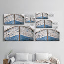 Photo Of An Old Wooden Boat With Peeling Paint, Framed Canvas Print, Nautical Wall Art, Lakehouse Decor