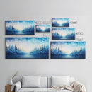 A Winter Scene, Framed Canvas Print, Mosaic Style Painting Print, Stained Glass Style Art, Above Mantle Art, Living Room Decor