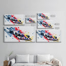 Formula 1 Race Car Graffiti Art, Framed Canvas Print, Wall Art, Mancave Art, F1 Splatter Art