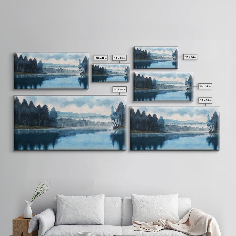 Blue Lake Art | Framed Canvas Print | Blue Lake Painting | Lake House Decor | Guest Room Landscape Painting | Waldo Lake Painting