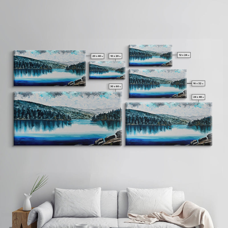 Blue Lake Art | Framed Canvas Print | Blue Lake Painting | Oregon Lake House Decor | Guest Room Landscape Painting | Diamond Lake Painting