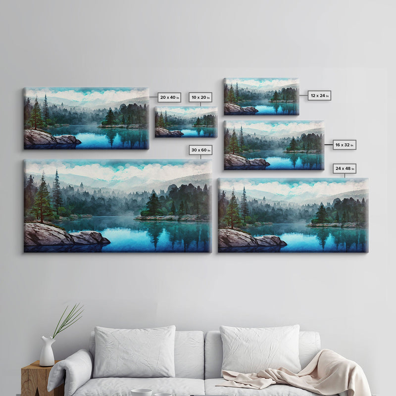 Blue Lake Art | Framed Canvas Print | Blue Lake Painting | Oregon Lake House Decor | Guest Room Landscape Painting | Trillium Lake Painting