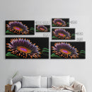 Neon Flowers Wall Art, Framed Canvas Print, Original Flower Painting, Mother's Day Gift, Floral Decor, Black Background Flower Art