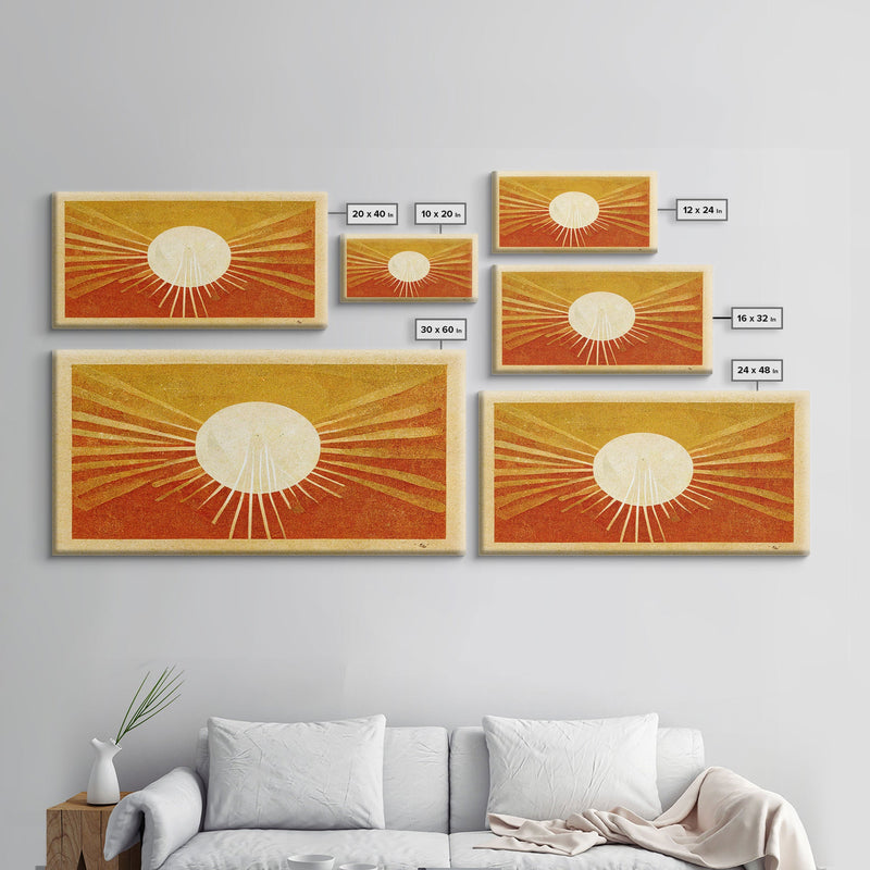 Abstract Midcentury Modern Sunburst, Canvas Print, Art Deco Style wall art, sun with sun rays, sun burst, boho style, ready to hang