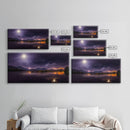Full moon canvas print, Lightning storm over a mountain lake at night, cool wall art, awesome wall art