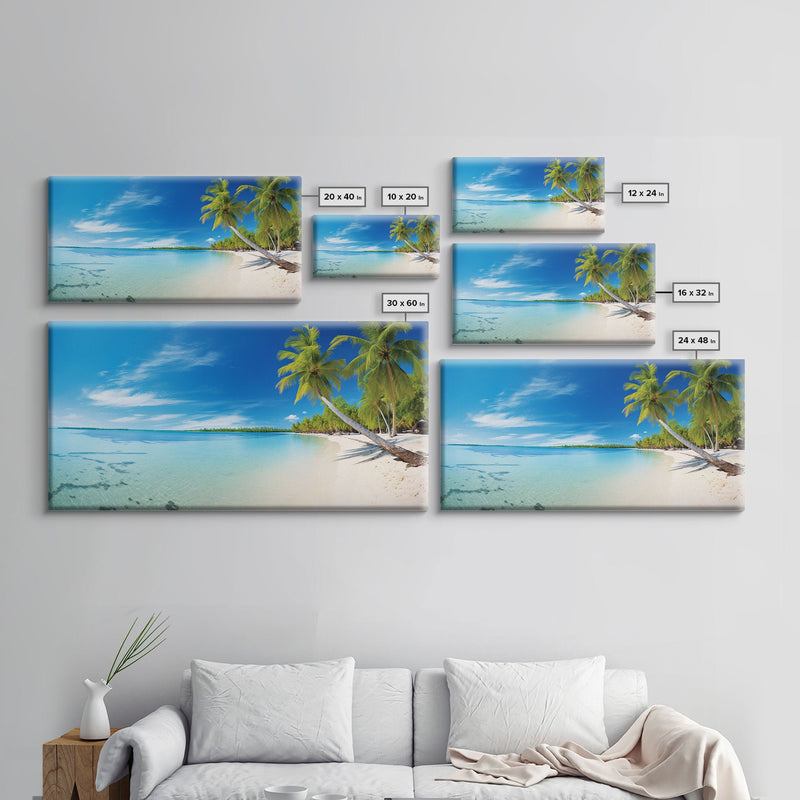 Beach Wall Art, Seashore Art, Palm Tree Wall Art, Panoramic Art, Wall Art, Canvas Art, Landscape Art, Landscape Print, Beach House Wall Art