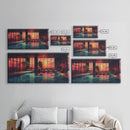 Midcentury Modern Wall Art, Framed Canvas Print, Retro MCM Decor, Minimalist Decor, Sunset Over An Indoor Pool, Eclectic Architecture Art