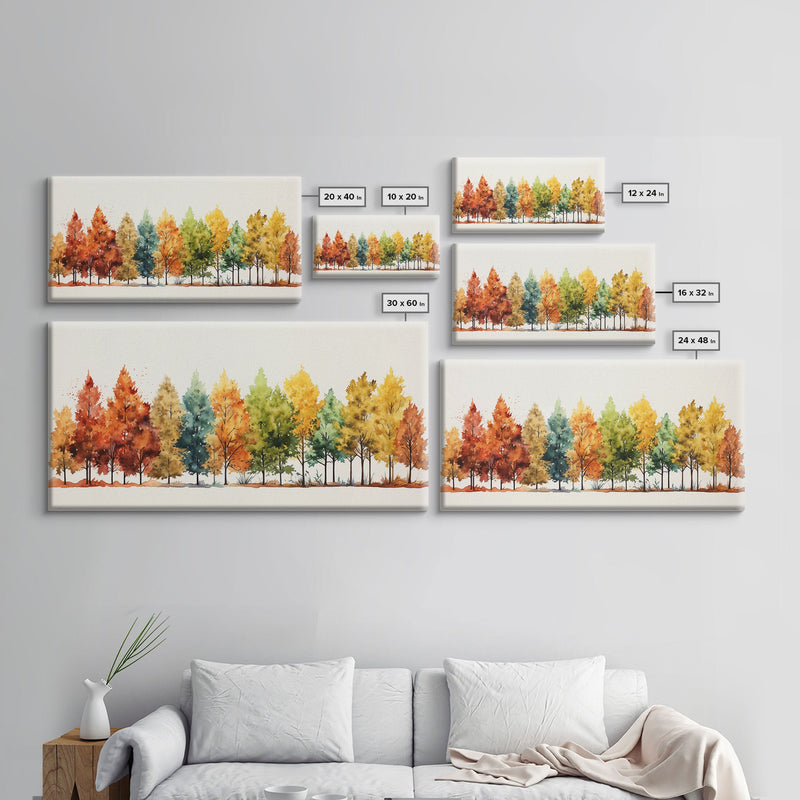 Autumn Decor - The Changing Of The Leaves - Framed Canvas Print - Fall Painting - Fall Centerpiece - Orange Leaves - Rustic Farmhouse Decor