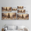 Cute Christmas Village Art, Christmas Decor, Framed Canvas Print, Holiday Painting, Seasonal Decor, Christmas Tree Art Christmas Centerpiece