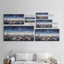 Snowfall Over A Victorian Village - Winter Decor - Christmas Wall Art - Framed Canvas Print - Winter Art Print - Winter Landscape