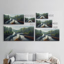 Flowing River wall decor, ready to hang canvas print wall art, blue river cabin art, lake house art