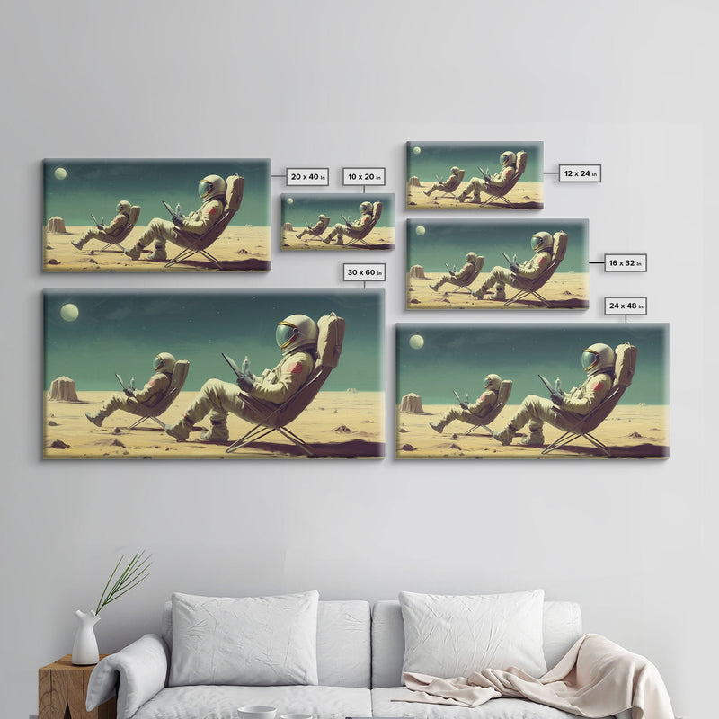 Alien Astronauts On Vacation, Canvas Wall Art, Space Art, Ready To Hang Canvas Print, Gift For Him, Gamer Room Art, Large Wall Decor