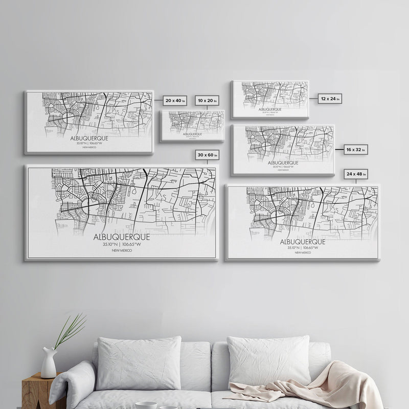 Albuquerque Street Map, New Mexico Map, Map Print, Modern Art, Wall Art, Canvas Print, City Maps, Office Gift, Prints, Above Bed DÃ©cor