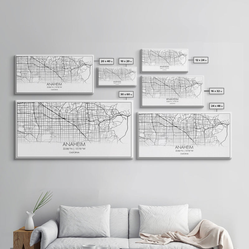 Anaheim Street Map, California Map, Map Print, Modern Art, Wall Art, Canvas Print, Room DÃ©cor Aesthetic, Indie Room DÃ©cor, Wall Prints