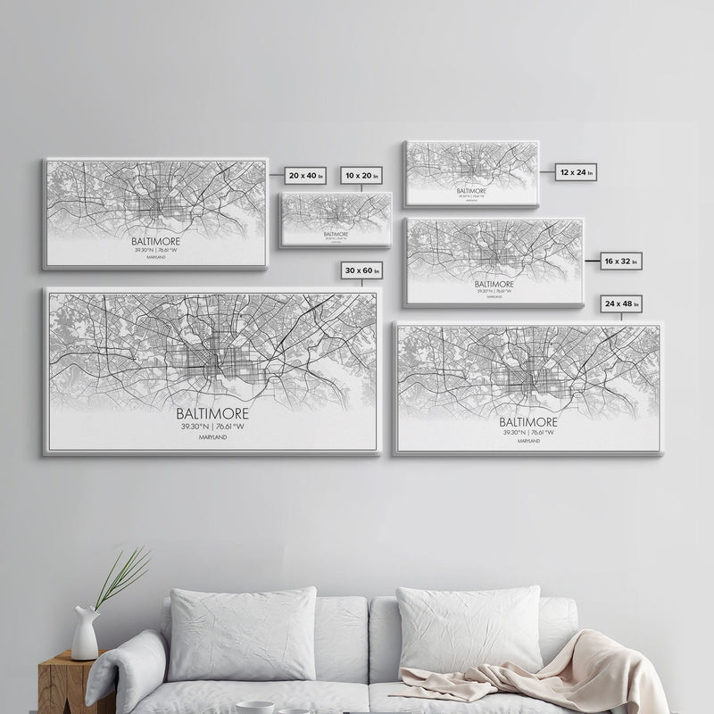 Baltimore Street Map, Maryland Map, Map Print, Modern Art, Wall Art, Canvas Print, Home Office Wall Art, Non Binary Gifts, Camper DÃ©cor