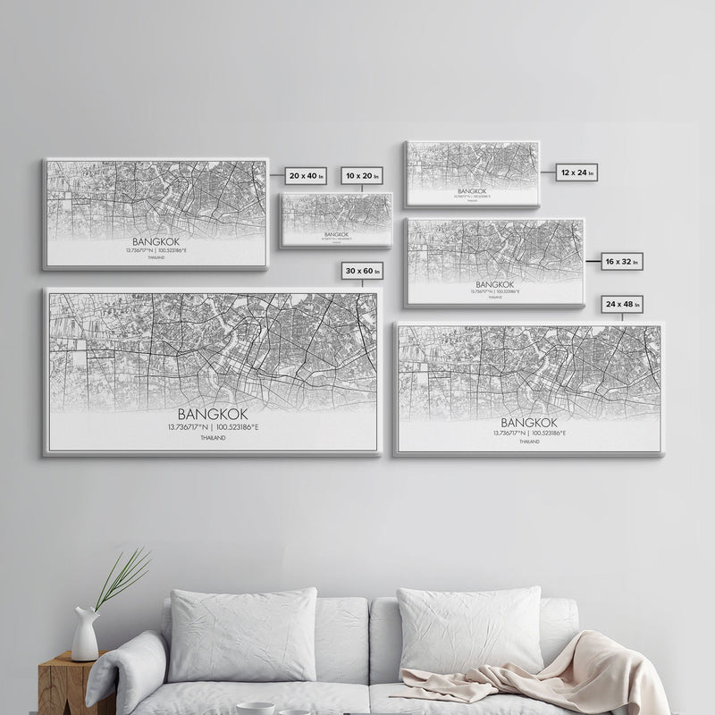 Bangkok Street Map, Thailand Map, Map Print, Modern Art, Wall Art, Canvas Print, Asian Art Print, Gift For Boss, Trendy Wall Art, Home DÃ©cor