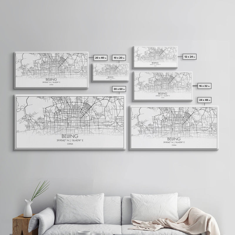 Beijing Street Map, China Map, Map Print, Modern Art, Wall Art, Canvas Print, Asian Art Print, Moving Gift, Travel Wall Art, Apartment DÃ©cor