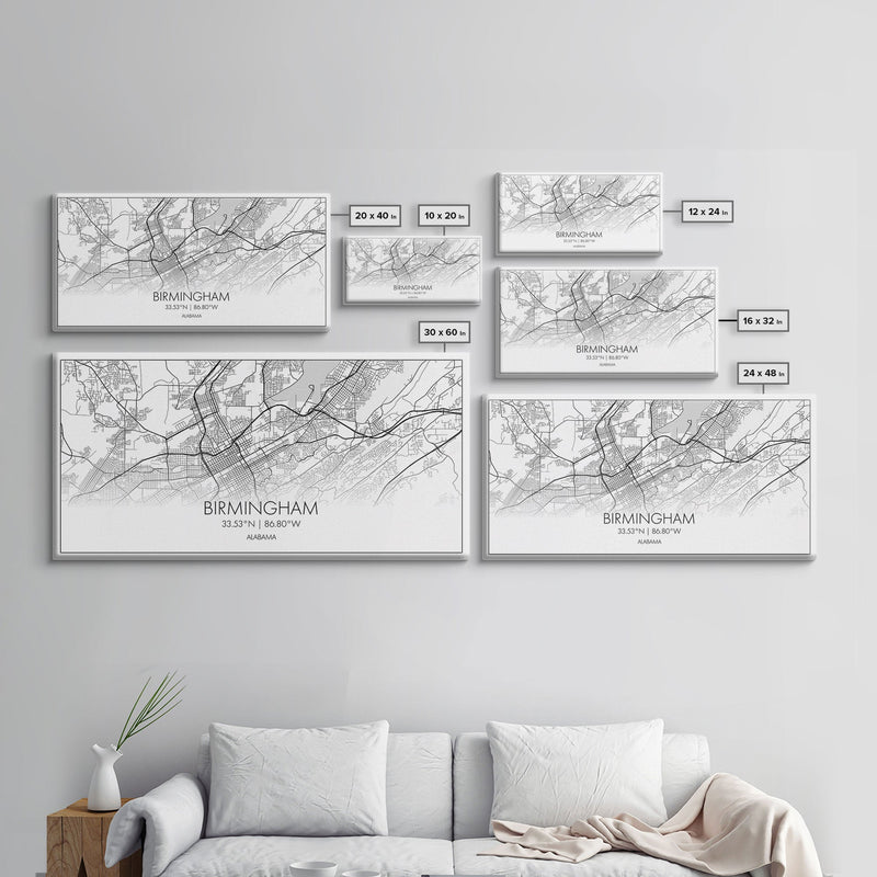 Birmingham Street Map, Alabama Map, Map Print, Modern Art, Wall Art, Canvas Print, Hometown Gifts, Entryway DÃ©cor, Farmhouse Wall Art