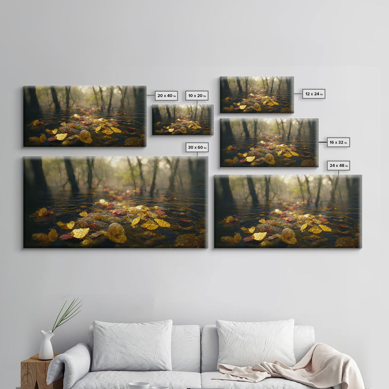 Wet Leaves Stream Forest Woods Fall Autumn Fine Art Print, Wall Art Print, Wall DÃ©cor, Wall Poster