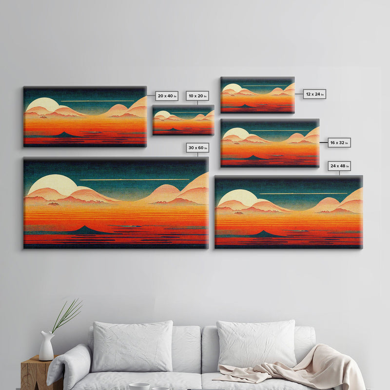 Art Deco Sunset, Desert Dunes, Canvas Print ready to hang wall art, cool wall art