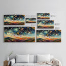 Night Starry Sky Landscape On Canvas Print Colorful Night Sky Painting Nature Painting Living Room Wall Art Spiritual Starry Painting