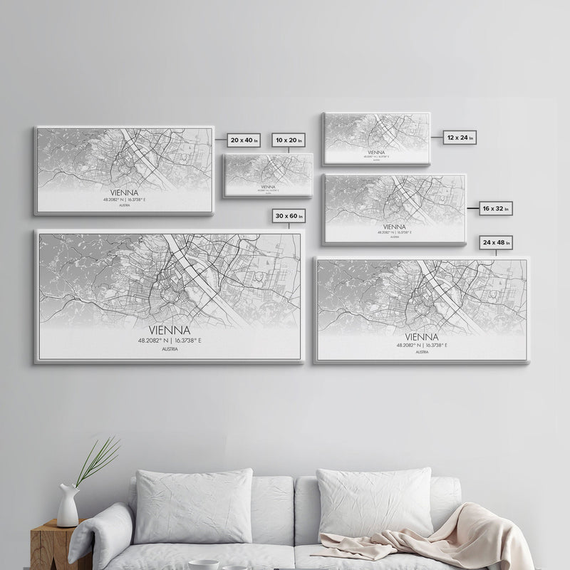 Vienna City Map, Austria Art, Map Print, Modern Wall Art, Wall Art, Canvas Art, European Wall Art, Unique Wall DÃ©cor, Home Office Art