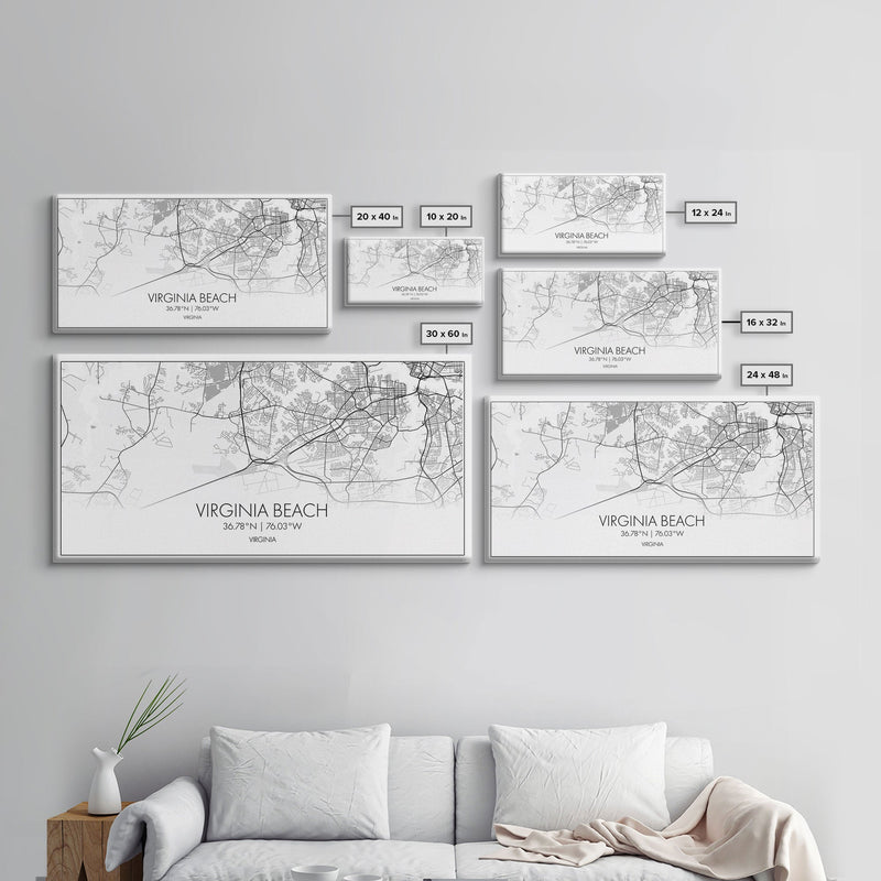 Virginia Beach City Map, Virginia Art, Map Print, Modern Wall Art, Wall Art, Canvas Art, Dorm Room Art, Family Home DÃ©cor, Birthday Gift