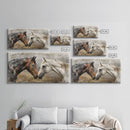 Black and White Horses, Framed Canvas Print for Elegant Living Room Decor, Equine Art for Home and Bedroom Decoration