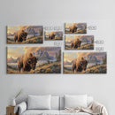 Powerful Bison in Mountain Valley, Framed Canvas Print, Ideal for Living Room Art, Nature Inspired Wall Art, Bedroom Decoration