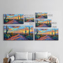 Majestic Desert Sunset Over Mountains, Framed Canvas Print for Bedroom Art, Ideal for Southwestern and Boho Decor