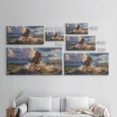 Colorful Desert Landscape with Tree Under Starry Sky, Stunning Framed Canvas Print, Living Room Art, Bedroom Decor, Southwestern Wall Art