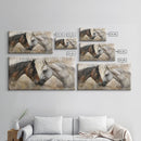 Spotted and Dark Horses, Framed Canvas Print for Rustic Living Room Decor, Equine Art for Home and Bedroom Decoration
