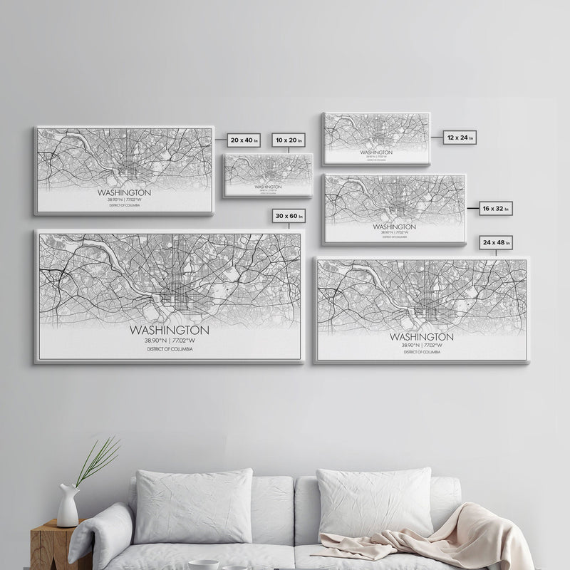 Washington City Map, District Of Columbia Art, Map Print, Modern Wall Art, Wall Art, Canvas Art, Home DÃ©cor Prints, Indie Room DÃ©cor