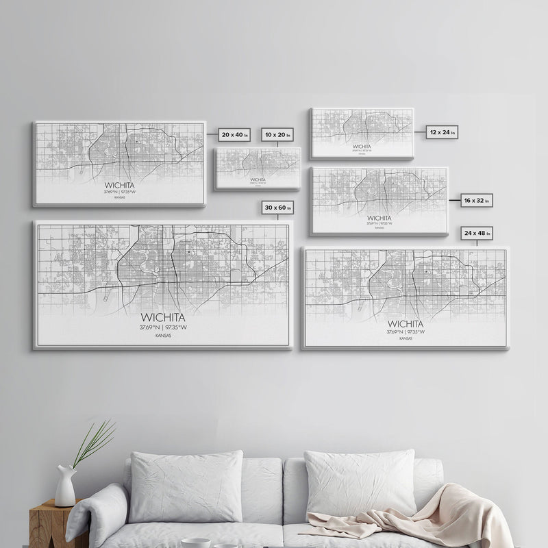 Wichita City Map, Kansas Art, Map Print, Modern Wall Art, Wall Art, Canvas Art, Best Friend Gifts, College Dorm DÃ©cor, Modern House Art