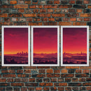 Los Angeles on Fire, Wildfire Art, Abstract City Skyline, 3 piece wall art, 3 piece canvas print