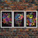Beautiful Wildflowers Canvas Prints  - Set of 3 - Framed Wall Art- Wild Flowers - Mother's Day - Gift For Her - Floral / Botanical Art