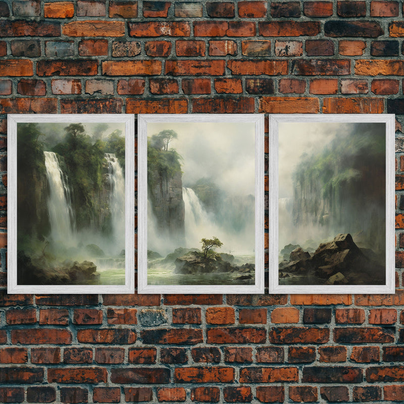 Waterfalls Wall Art, Nature Print, Landscape Wall Art, Canvas Print, Wall Art, 3 Piece Wall Art, Camper Wall Decor, Office Wall Art