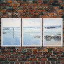 framed ocean art | beach wall art | framed wall art | living room wall decor | abstract landscape art | 3 Piece Art | Triptych Painting