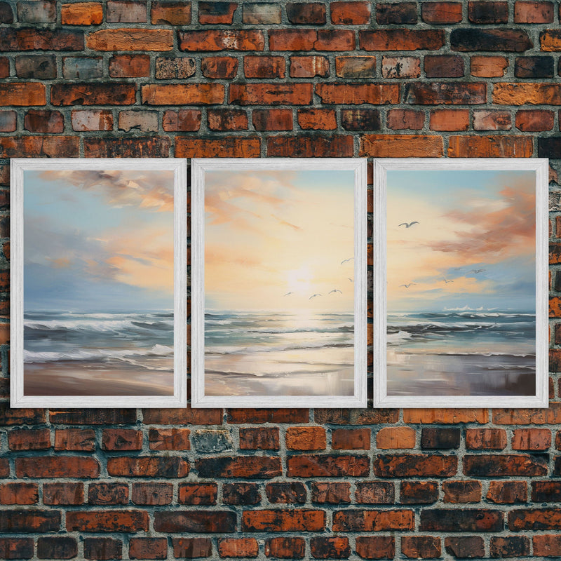 Beach Wall Art, Seascape Print, Sunset Wall Art, Canvas Print, Wall Art, 3 Piece Wall Art, Beach House Wall Decor, Home Office Art, RV Decor