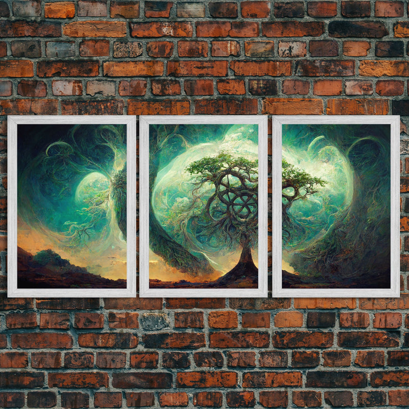 Yggdrasil Tree of Life, Nordic Viking Fantasy Art, Ready To Hang Canvas Print, Cool Living Room Wall Art Decor