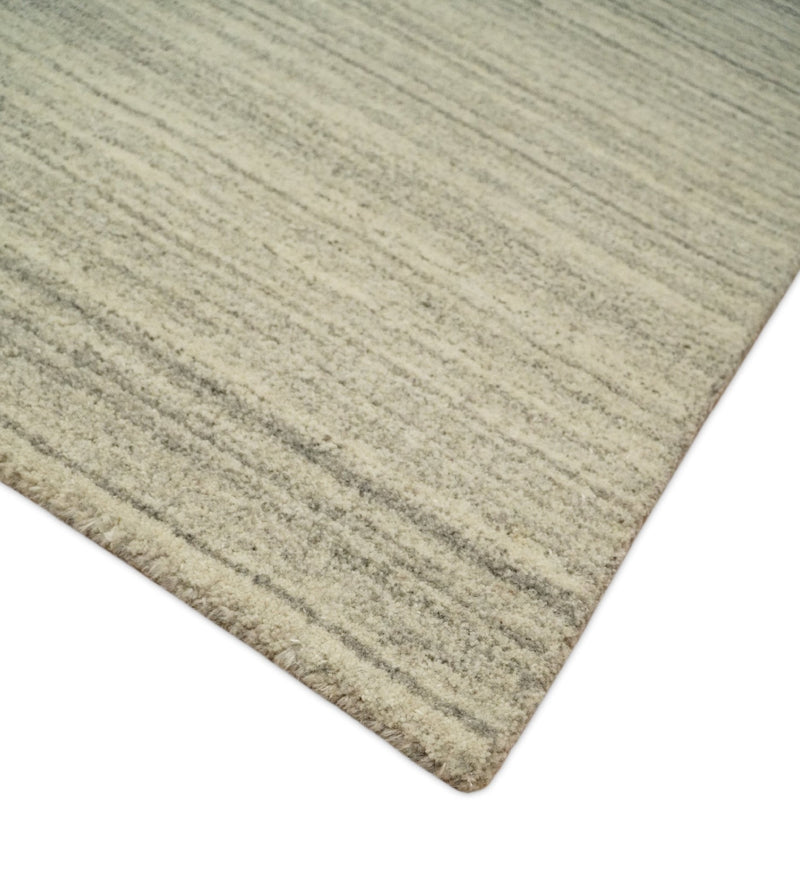 Custom Made Hand Tufted Solid Shaded Brown, Beige and Gray Area Rug