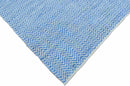 Blue Chevron Geometric Dhurrie Wool Area Rug - Handcrafted Traditional