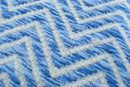 Blue Chevron Geometric Dhurrie Wool Area Rug - Handcrafted Traditional