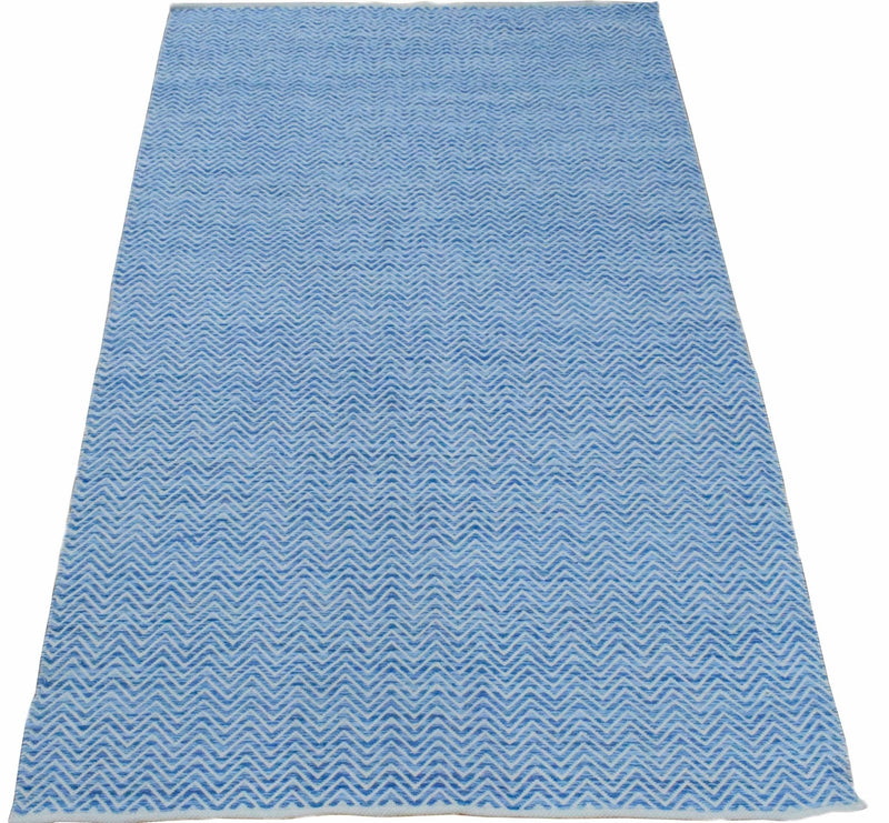 2x3, 5x8, 8x10 Dhurrie Rug, Blue Chevron Rug