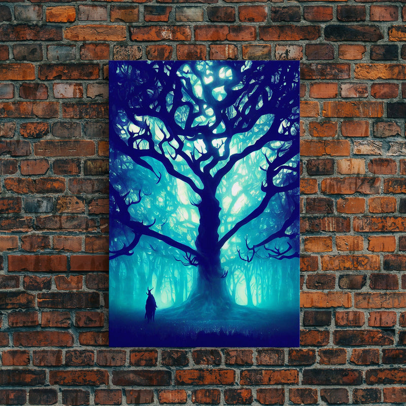 Yggdrasil, Nordic Mythology, Tree of Life, Framed Canvas Print, Ready To Hang Framed Wall Art, Living Room Wall Hanging