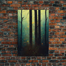 Magical Forest Oil Painting Style, Spooky Pirate Ship Art, Framed Canvas Print, Ready To Hang Framed Wall Art, Living Room Wall Hanging