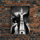 Vintage Style Art Deco Statue Study, Framed Canvas Print, Retro Style Wall Art, 1920s - 1930s style Art