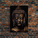 Gold and black Buddha, framed canvas print, zen center yoga art