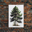 Pine Tree Watercolor Wall Art Canvas Print - Vibrant Colorful Nature Scene Artwork, lakehouse art